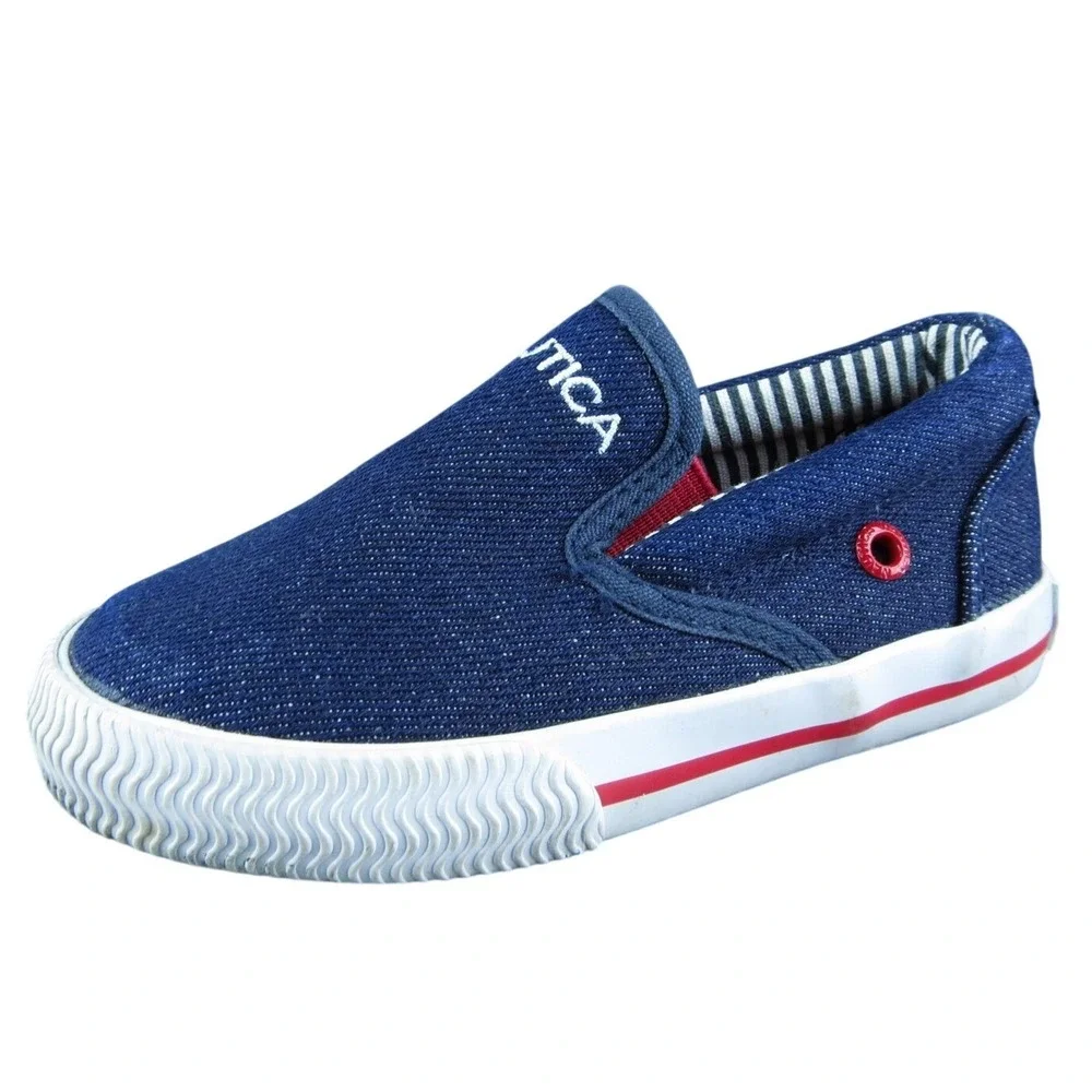 Nautica Boys Slip-On Shoes Blue Fabric Slip On Size T 7‎ Medium